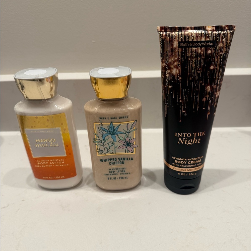NEW Bath & Body Works Bundle Mango Mai Tai, Vanilla Chiffon, Into The Night